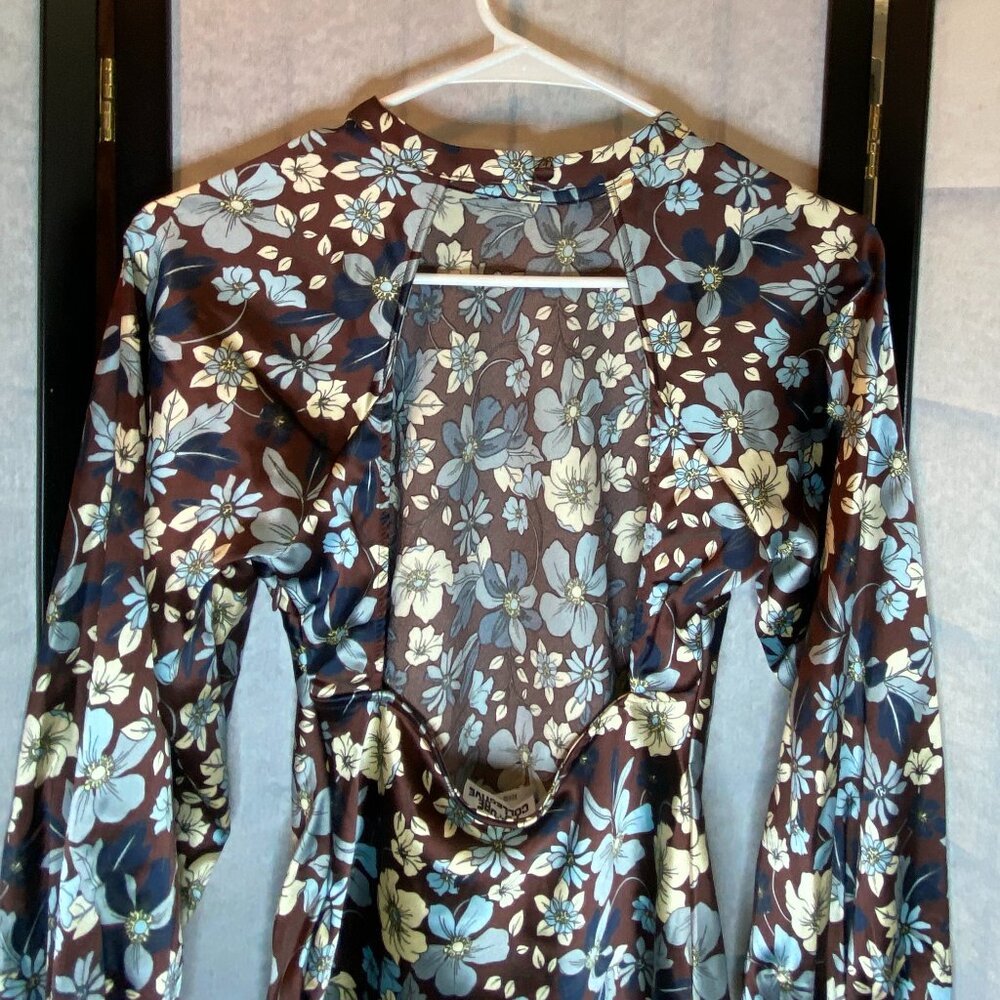 Future Collective Reese Blutstein M Satin Backless Long Sleeve Mini Dress NWT - Picture 4 of 10
